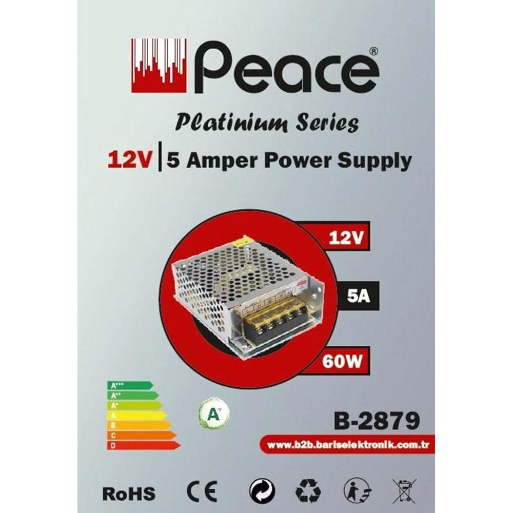 Peace B2879 Metal Adaptör 12V 5A Silver