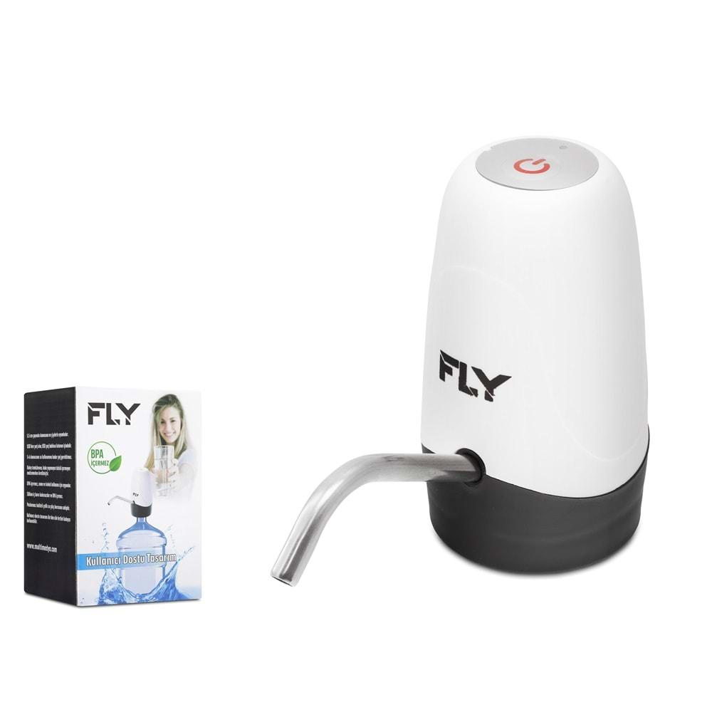 Fly Şarjlı Su Pompası Usb Şarj Edilebilir Pilli Şarj Lambalı Beyaz