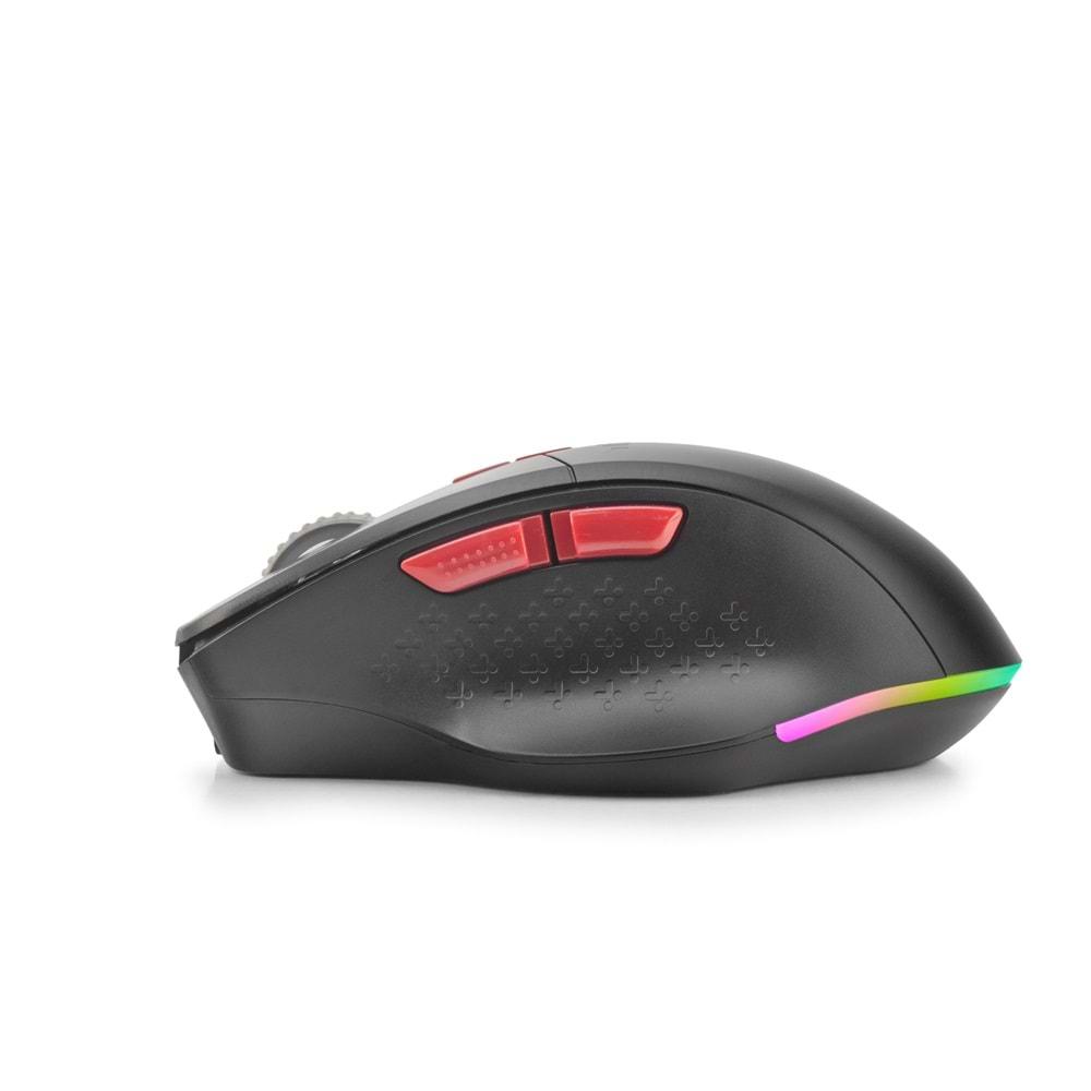 Hadron G390 Kablosuz Oyuncu Mouse Type-C Port Şarjlı + Led gösterim Rgb 1600Dpi Sessiz Siyah