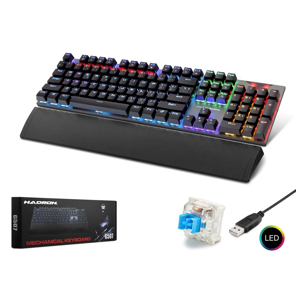 Hadron G507 Kablolu Oyuncu Klavye Mekanik Blue Switch Rgb Q Siyah