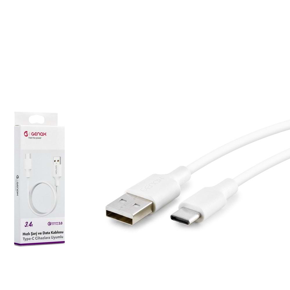 GENAX GNX034 TYPE-C (M) TO USB (M) KABLO 3.4A BEYAZ 1MT