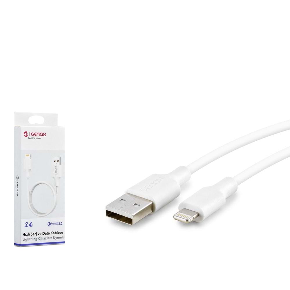 GENAX GNX036 LIGHTNING TO USB KABLO 3.4A 1M BEYAZ