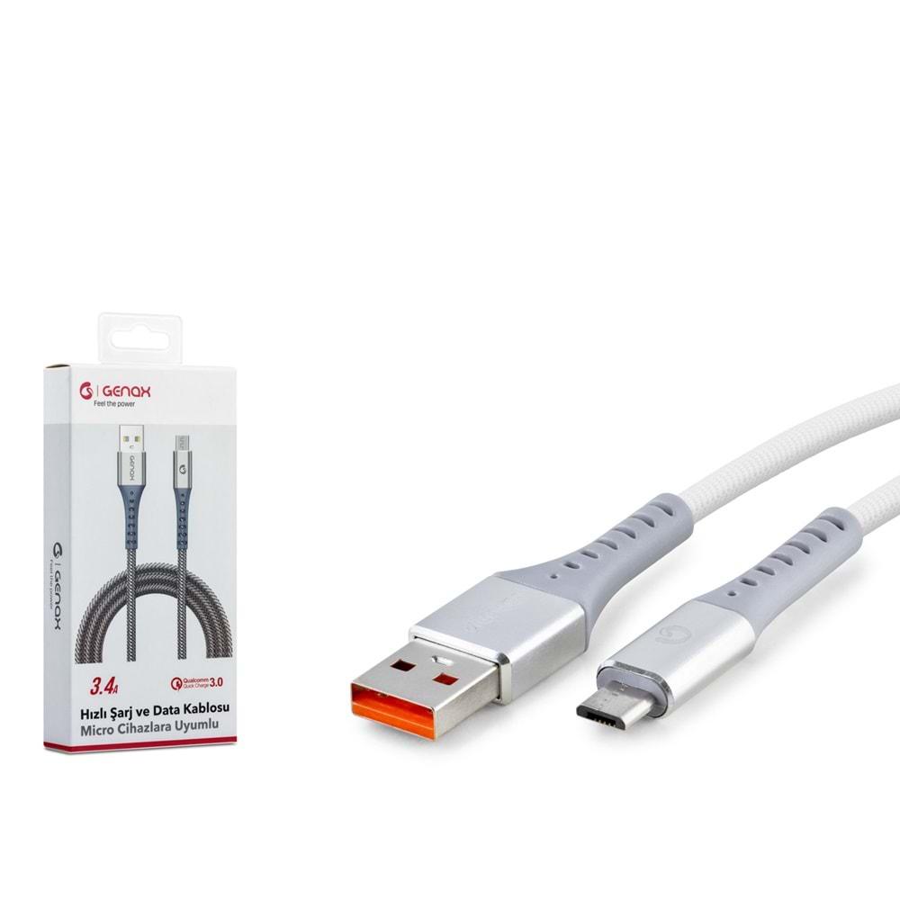 Genax Gnx121 Usb Micro To Usb Kablo Hasır 3.4A 1M Gri