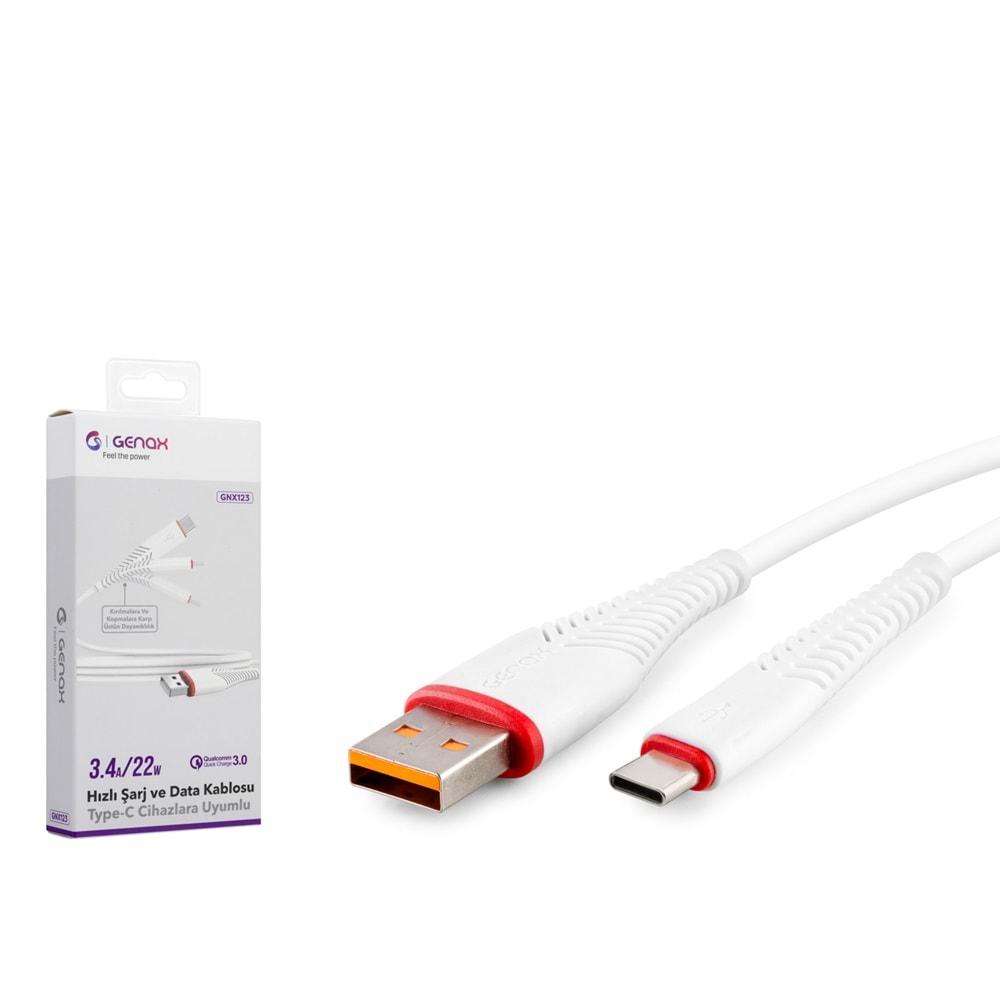 GENAX GNX123 TYPE-C (M) TO USB (M) KABLO BALIK 3.4A BEYAZ