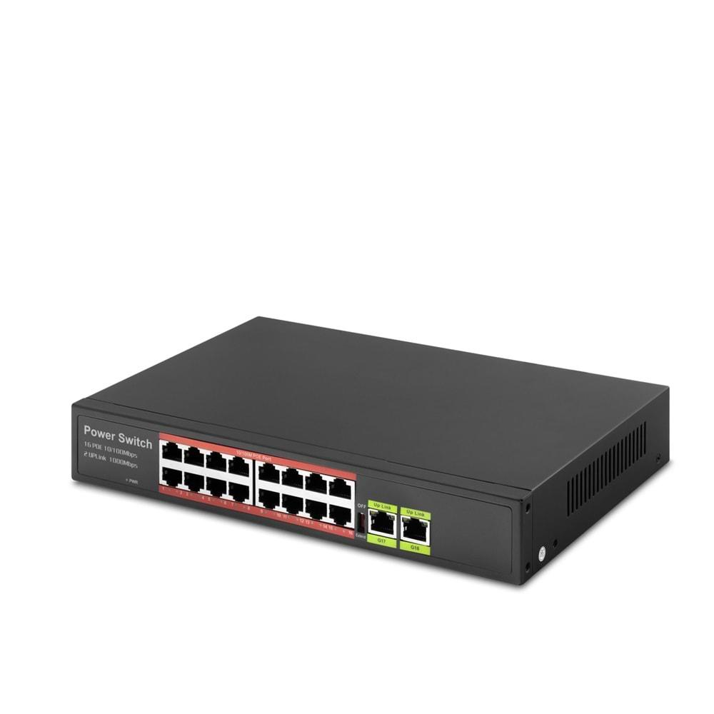 Hadron Hd16 Poe Switch 2Uplink 16+2 10/100/1000 Mbps 16Port