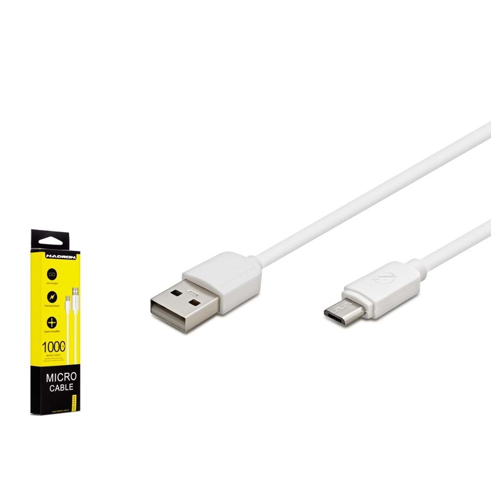 HADRON HD4449 USB TO MICRO USB KABLO KUTULU BEYAZ 1MT