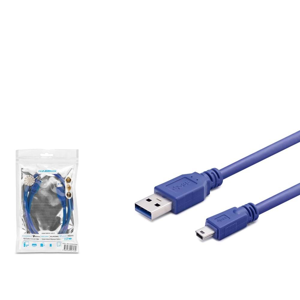 HADRON HD4769 MINI USB V3 5PIN TO USB3.0 KABLO 60CM MAVİ