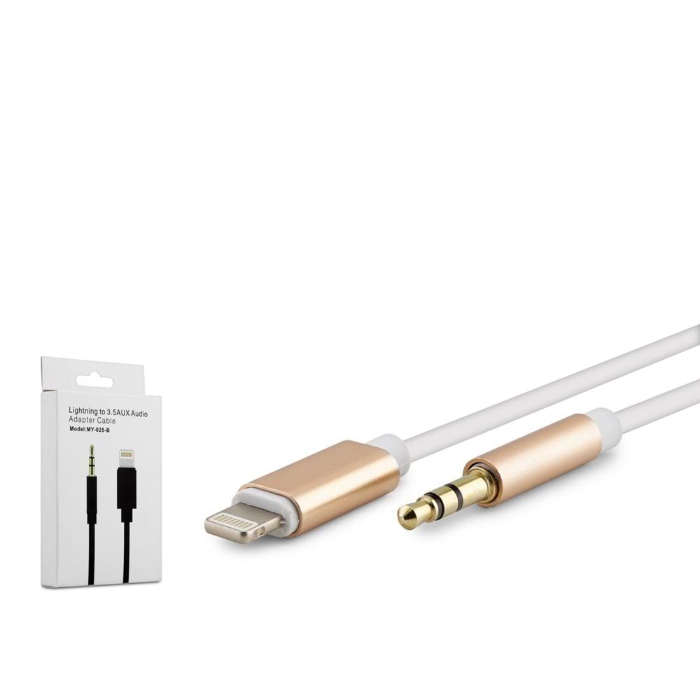 HADRON HDX1008 LIGHTNING TO AUX ÇEVİRİCİ BEYAZ-GOLD 1MT