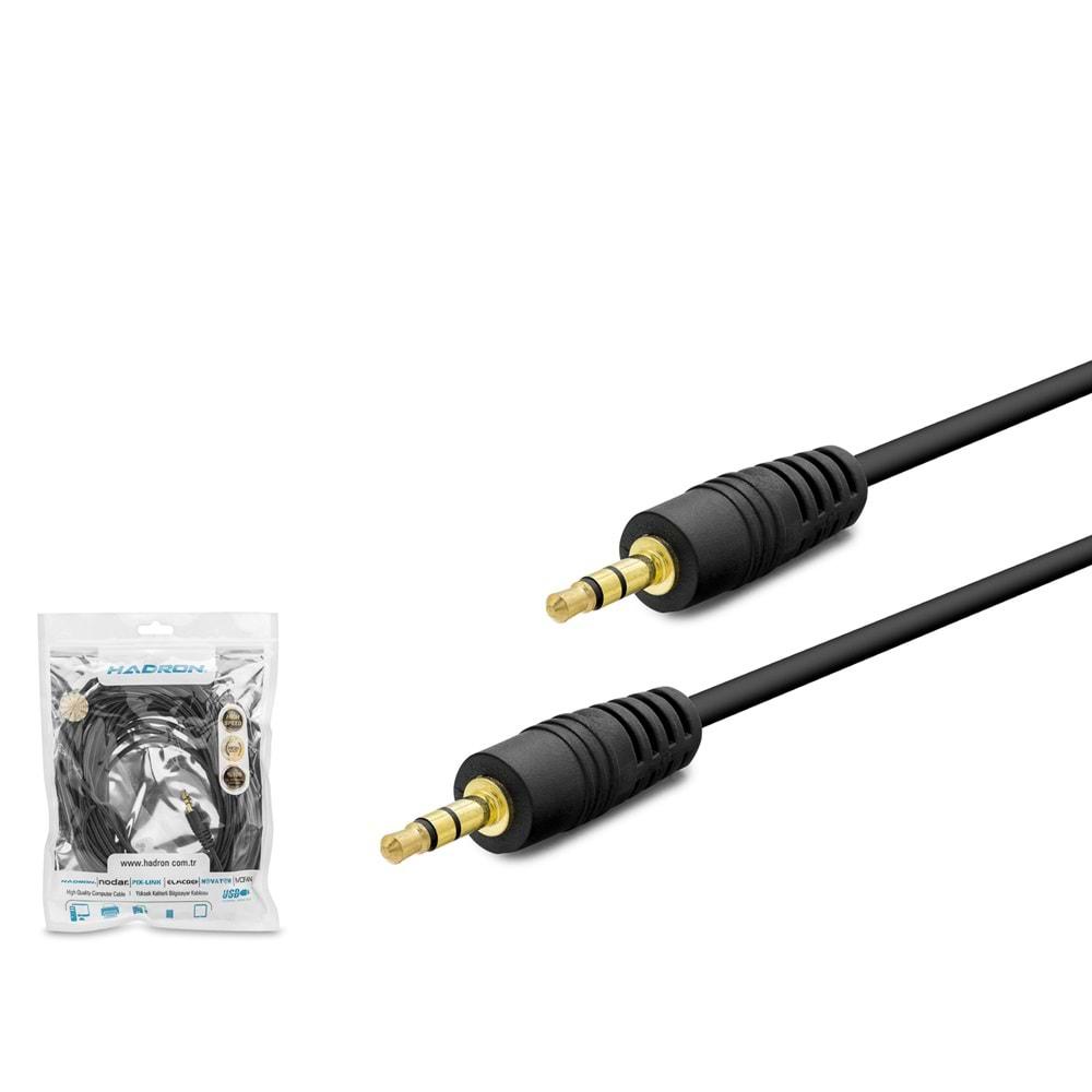 HADRON HDX1018 AUX3.5 (M) TO AUX3.5 (M) KABLO 2LINE GOLD 10M SİYAH