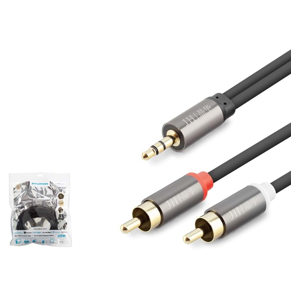 Hadron Hdx1070 3.5Mm To 2Rca Kablo 2Line Gold 10M Siyah