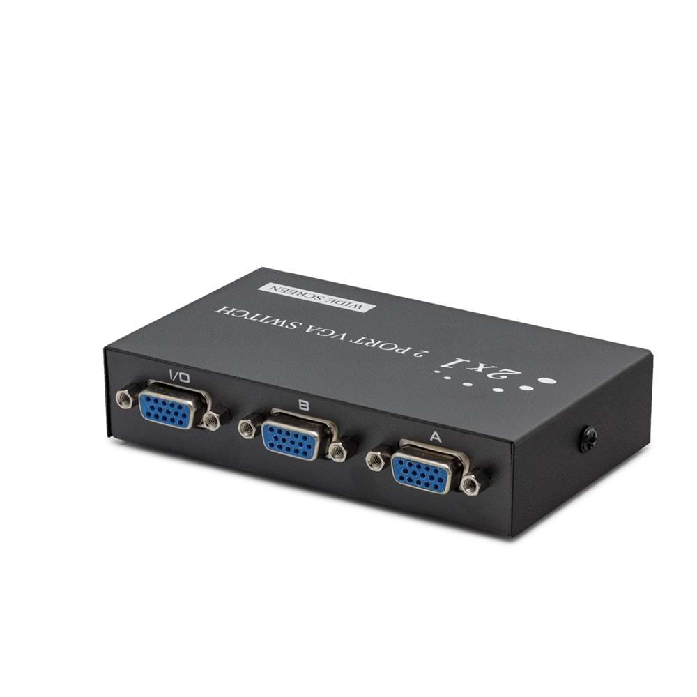 HADRON HDX1280 VGA SWITCH 54MHZ 2GİRİŞ 1ÇIKIŞ BUTONLU GEÇİŞ 2PORT