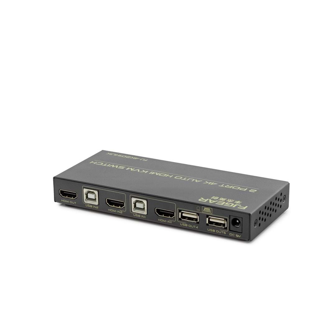 Hadron Hdx1325 Hdmi Switch 2Giriş 1Çıkış 4K Hdmi + 1Giriş 3Çıkış Usb Kvm Kumandalı 7Port