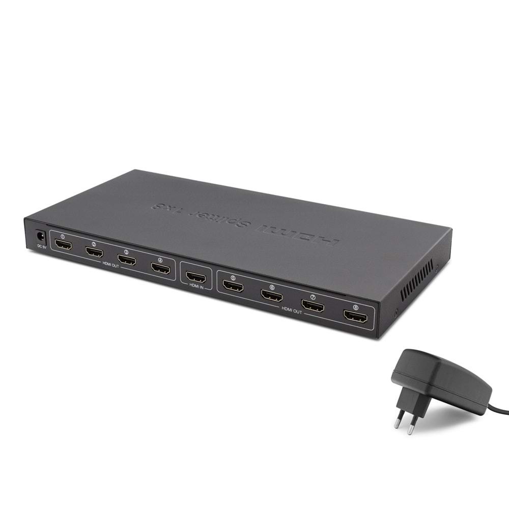 HADRON HDX1332 HDMI SPLITTER 1.4V 1080P 4K 1GİRİŞ 8ÇIKIŞ