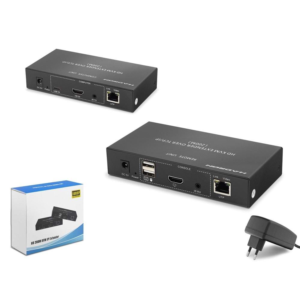 Hadron Hdx1389 Hdmi Kvm Sender + Receiver 150M Siyah