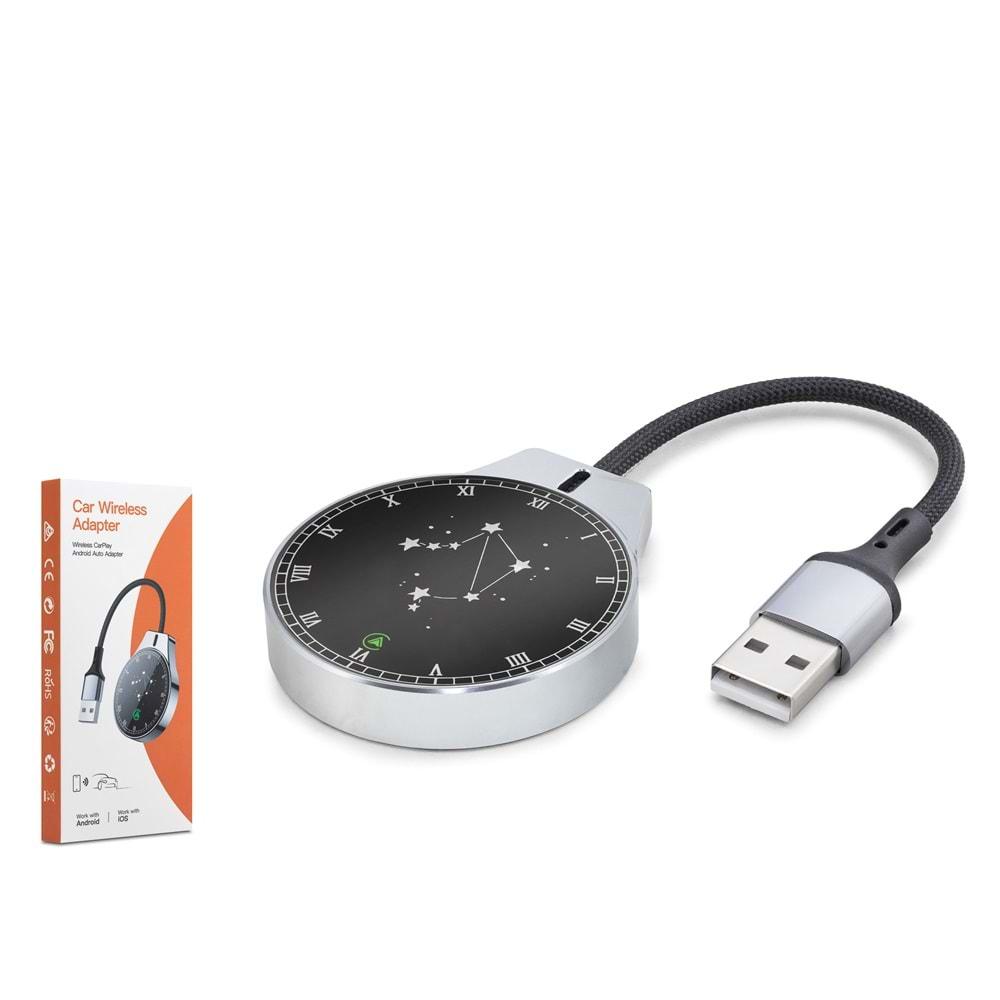 Hadron Hdx1393 Kablosuz CarPlay & Android Auto Adaptörü – Bluetooth 5.0, 5G WiFi (Siyah)