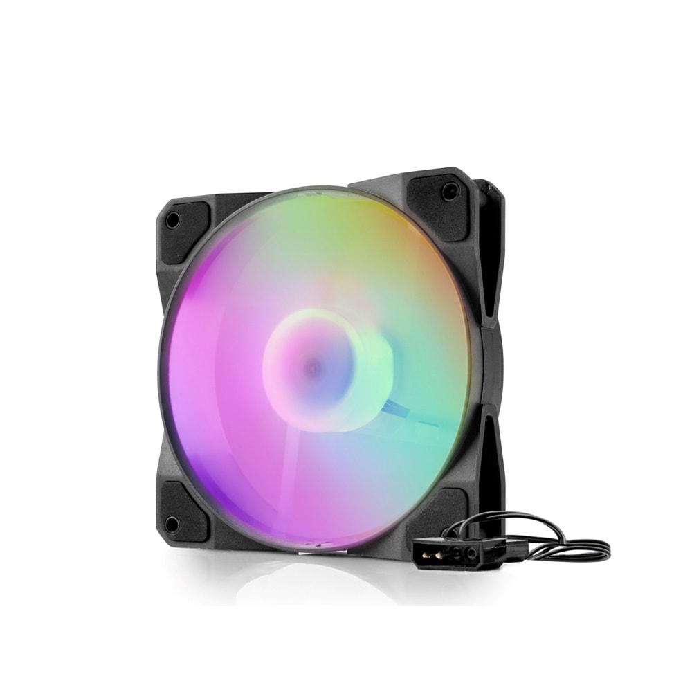 HADRON HDX1517 PERFORMANS KASA FANI RGB 12CM 4PIN SİYAH