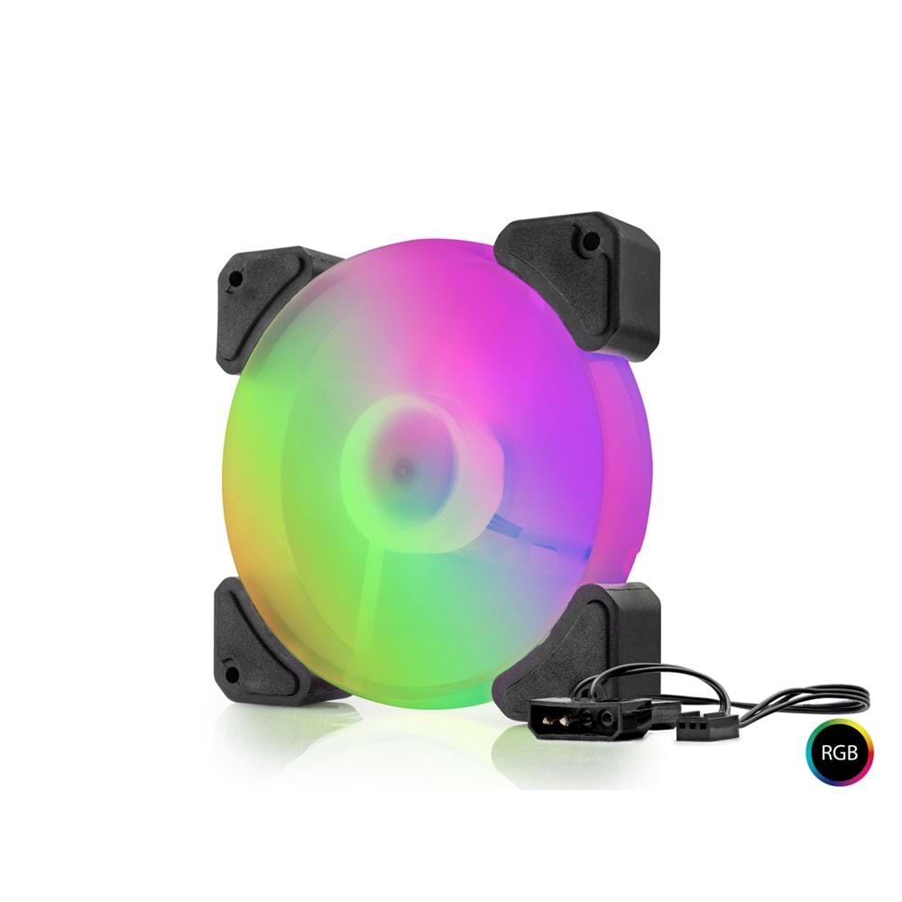 HADRON HDX1518 PERFORMANS KASA FANI RGB 12CM 4PIN SİYAH