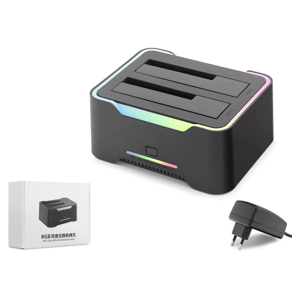 Hadron Hdx1790 HDD Docking – USB 3.0, 2.5'' & 3.5'' HDD/SSD, 8TB Destekli, Clone Özellikli (Siyah)