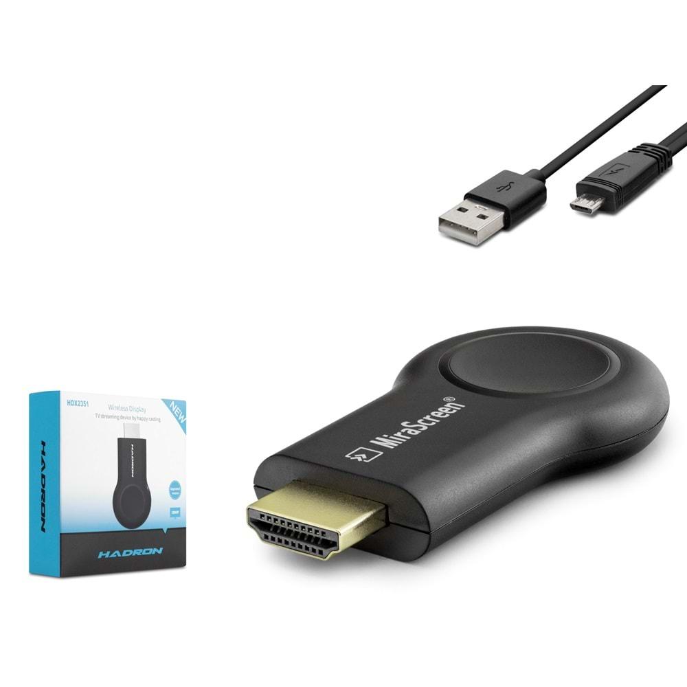 Hadron Hdx2351 Kablosuz Görüntü Aktarıcı Hdmi Mirascreen (Android Windows Ios Macos) Siyah