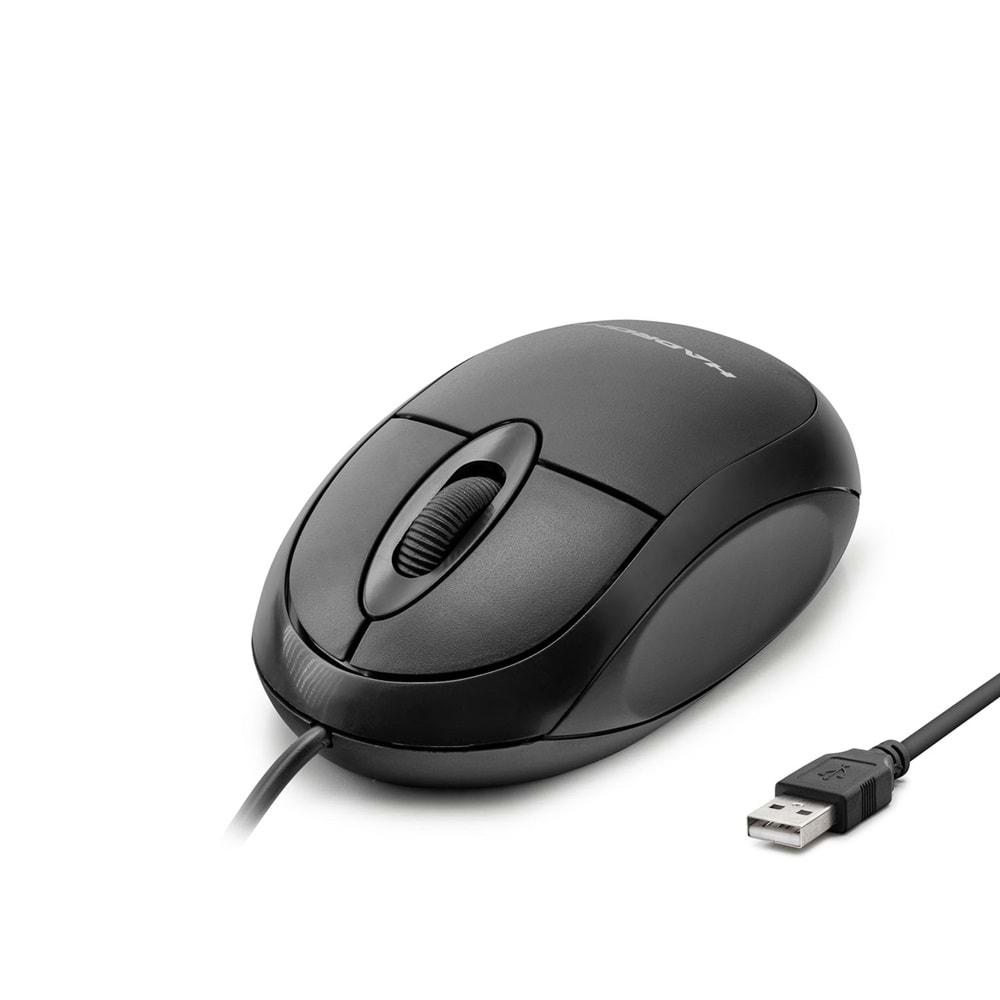 HADRON HDX3259 USB MOUSE 800 DPI KUTUSUZ 110CM KABLOLU SİYAH