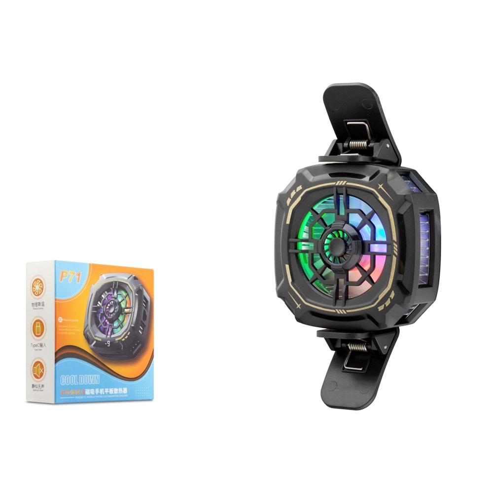 Hadron Hdx4381 Telefon Buz Soğutucu Fan Mıknatıs Ve Klips Rgb Siyah