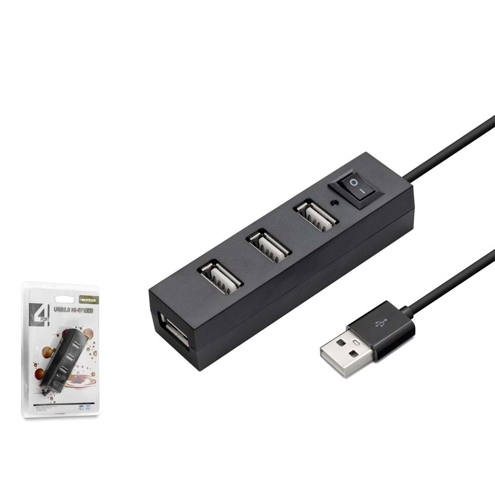 HADRON HDX7003 USB HUB 4PORT 1ANAHTARLI 480MBPS SİYAH