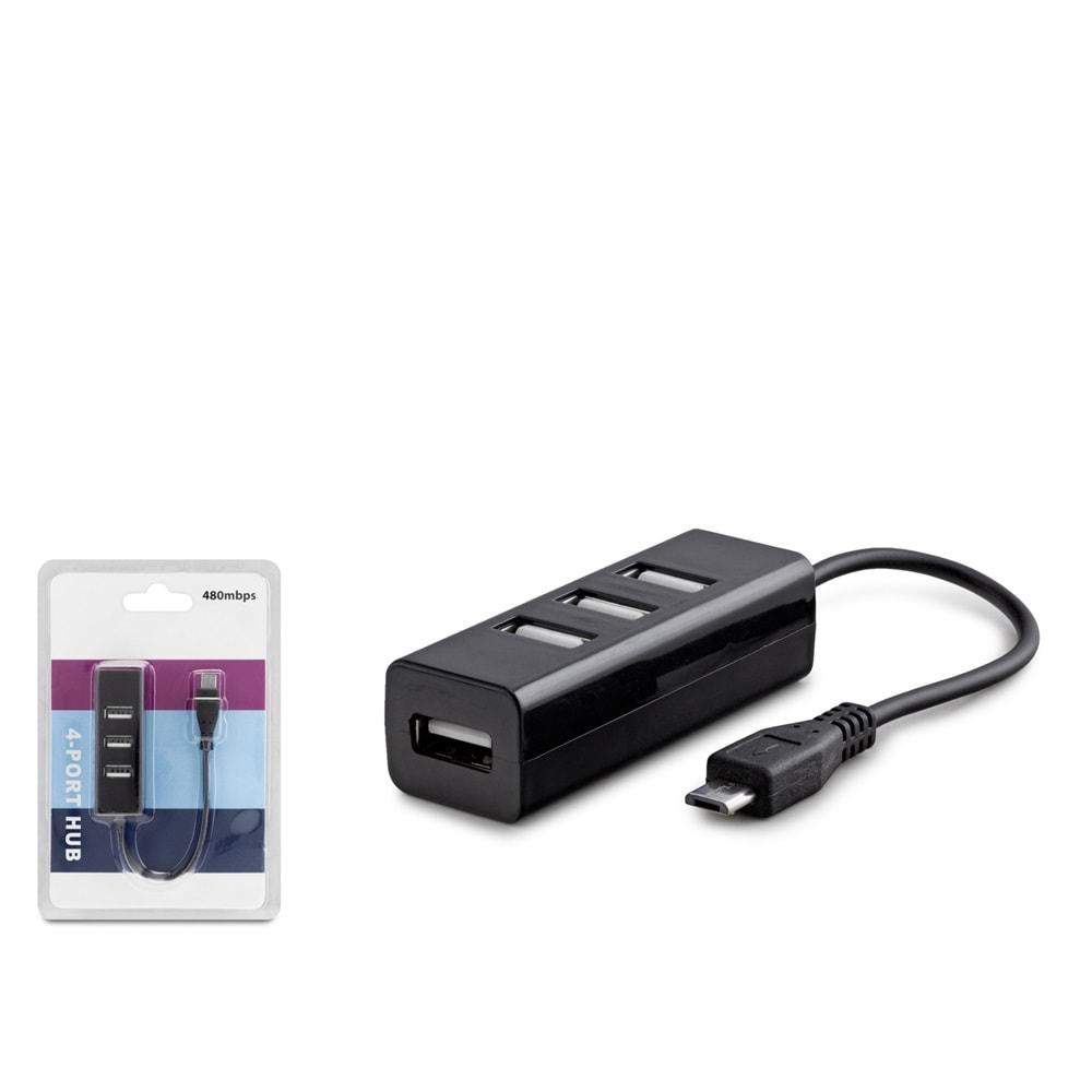 HADRON HDX7019 MICRO USB HUB 4PORT USB 480MBPS SİYAH