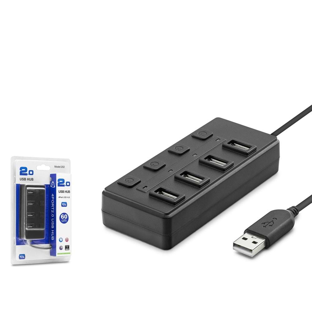 Hadron Hdx7020 Hub Usb 2.0 4 Port 60Cm Siyah