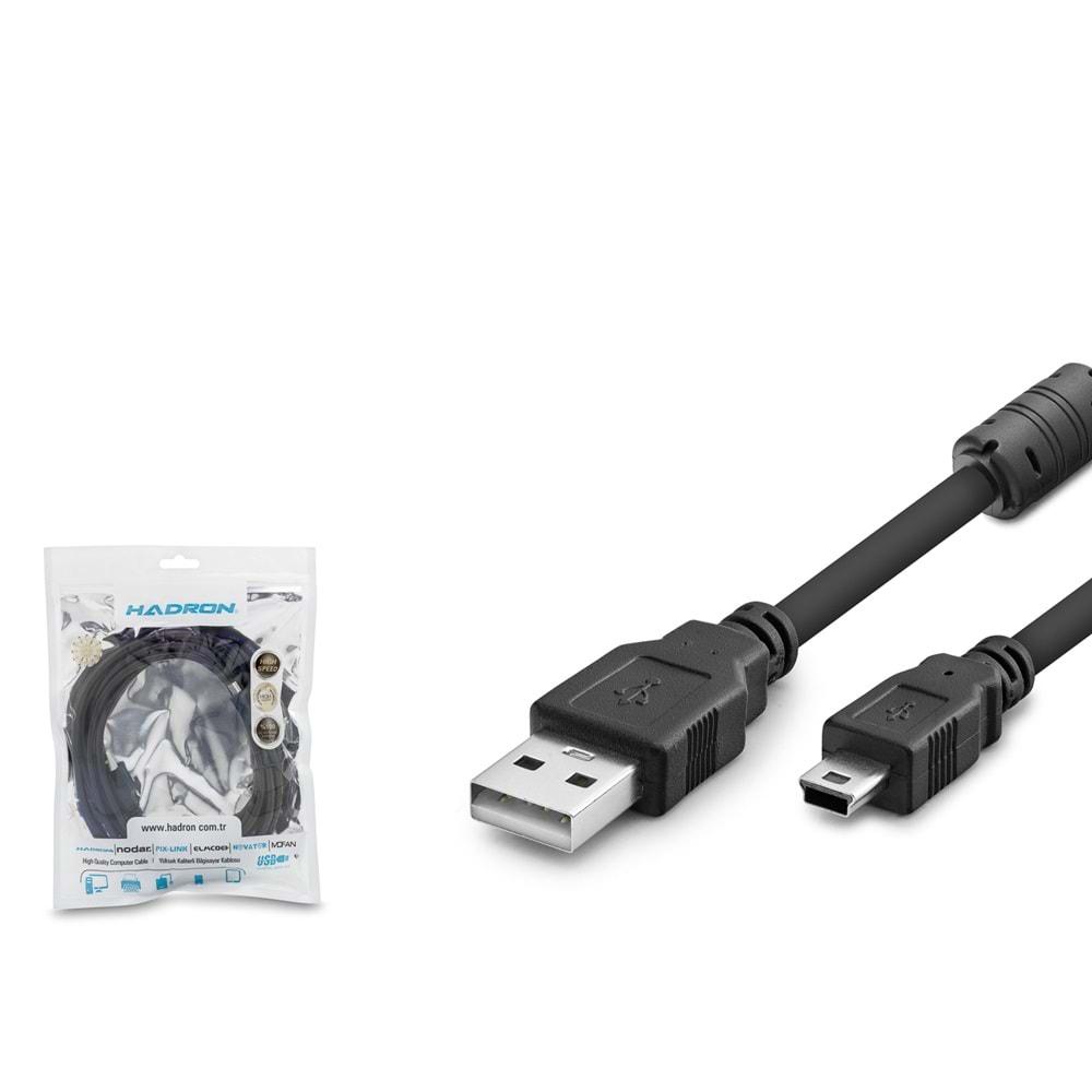 HADRON HDX7523 USB TO MINI USB KABLO 3METRE SİYAH