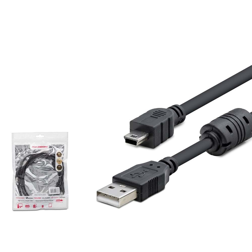 HADRON HDX7538 MINI USB V3/5PIN (M) TO USB (M) KABLO SİYAH 1.5MT