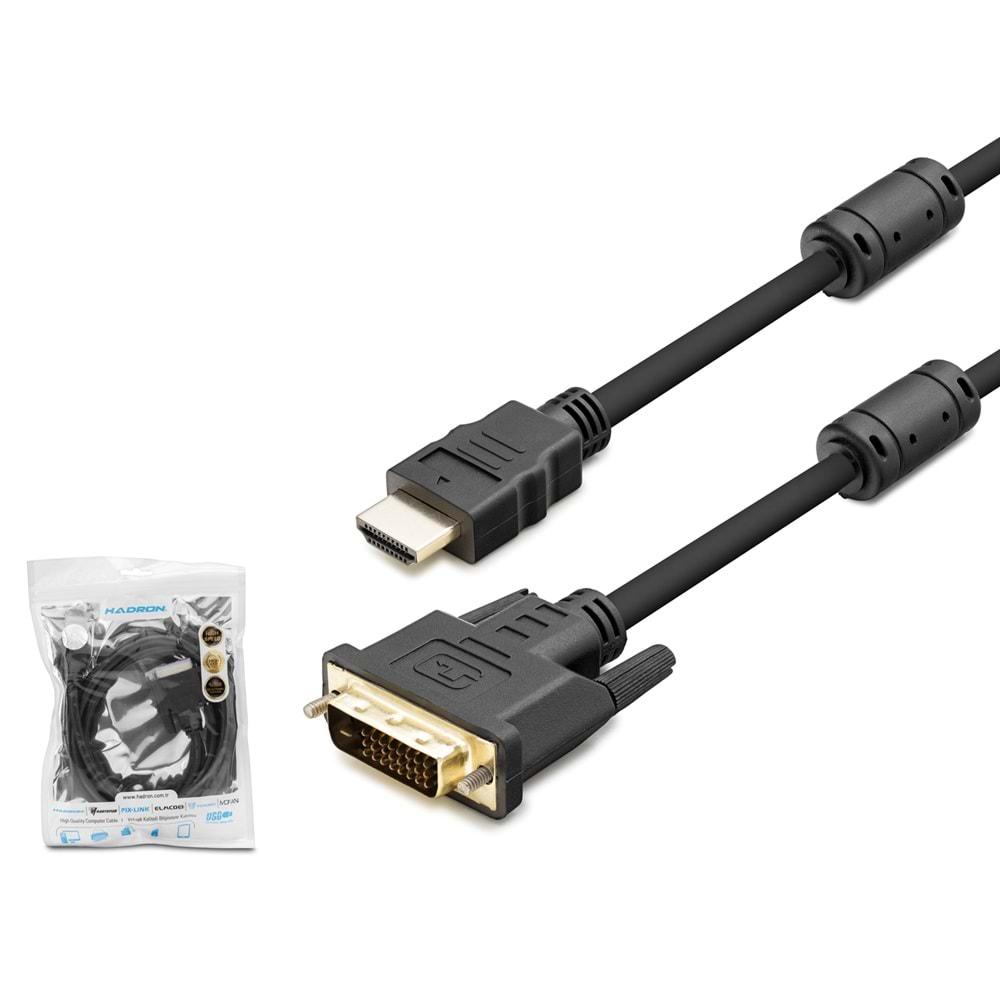 HADRON HDX7752 DVI (M) TO HDMI (M) KABLO 24+1 PVC SİYAH 1.8MT