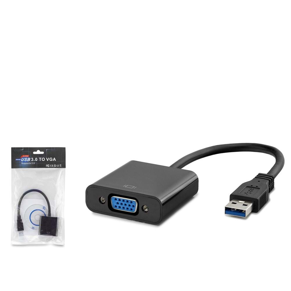 HADRON HDX7779 USB3.0 (M) TO VGA (F) ADAPTÖR SİYAH