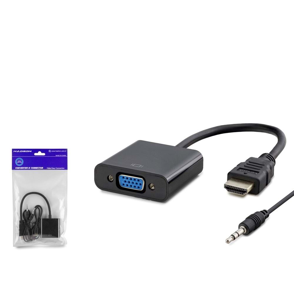 HADRON HDX7806 HDMI TO VGA (PS4) ÇEVİRİCİ ADATÖR M/F 5V GÜÇ GİRİŞİ SİYAH