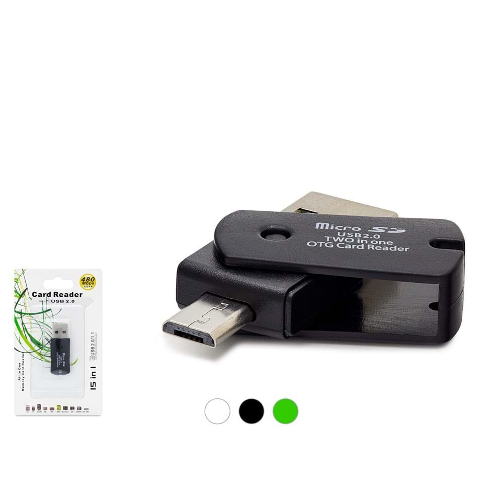 HADRON HN121 MICRO USB CARD READER MICRO SD ÇOK RENKLİ