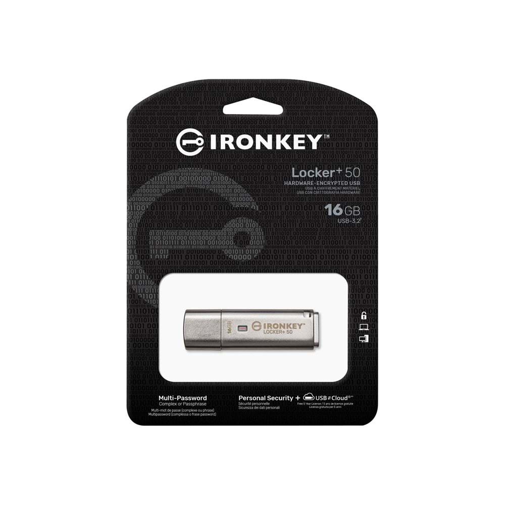 KINGSTON IRONKEY IKLP50-16GB LOCKER+50 16GB USB 3.2 FLASH BELLEK