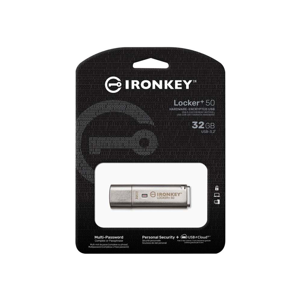 KINGSTON IRONKEY IKLP50-32GB LOCKER+50 32GB USB 3.2 FLASH BELLEK