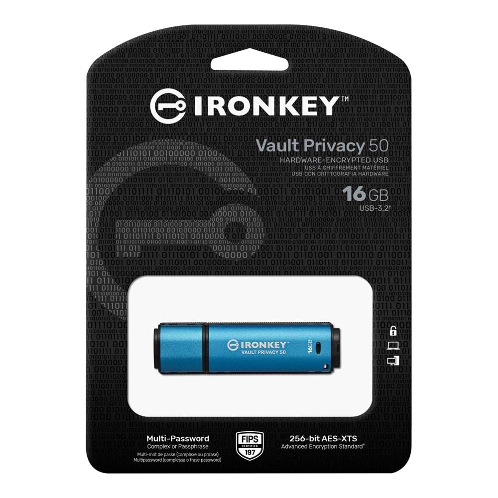 KINGSTON IRONKEY IKVP50C-16GB VAULT PRİVACY 50C 16GB FLASH BELLEK