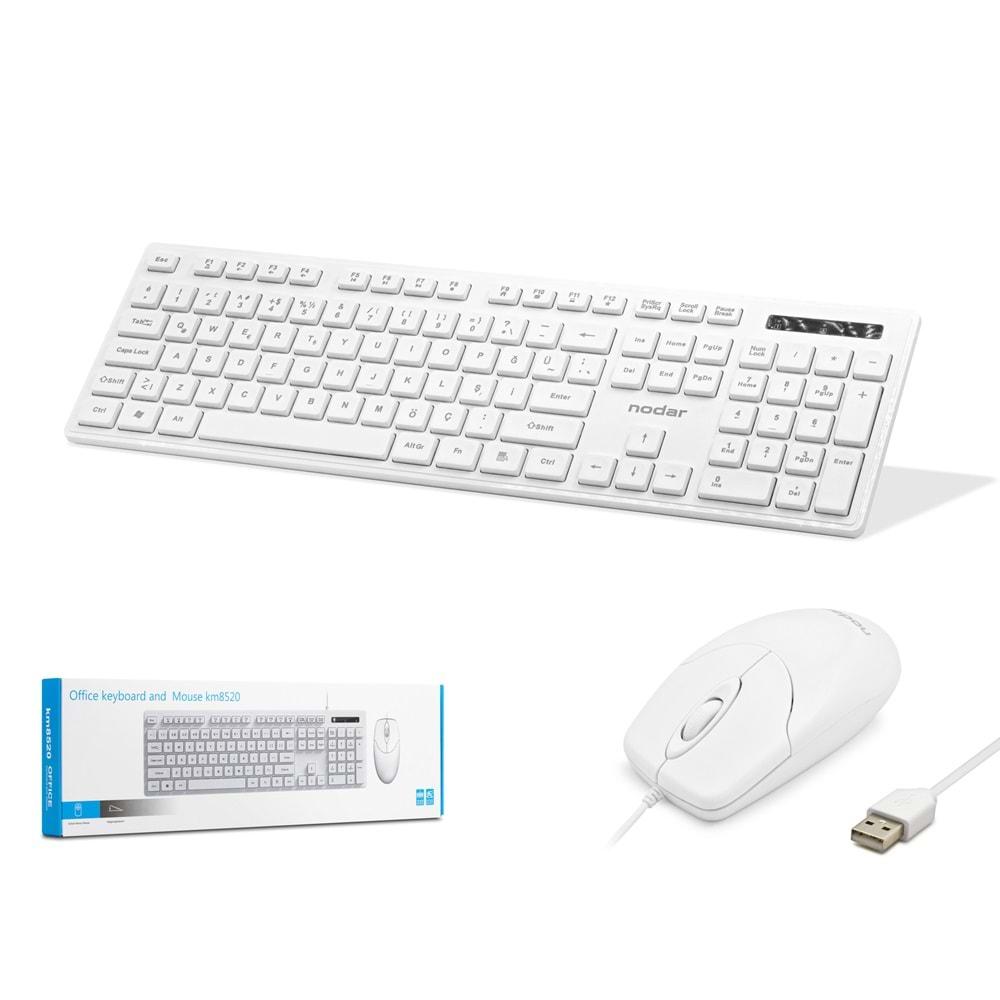 Nodar Km8520 Kablolu Klavye ve Mouse Set Q Beyaz