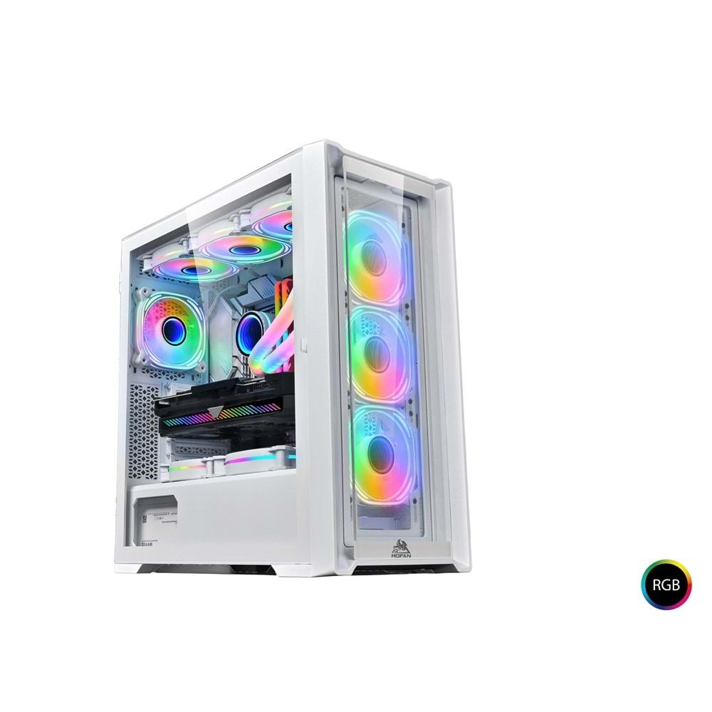Mofan Mf2902w Pc Gaming Kasa 360 Seri 80 Plus 850W Power Supply 4*Fan Beyaz