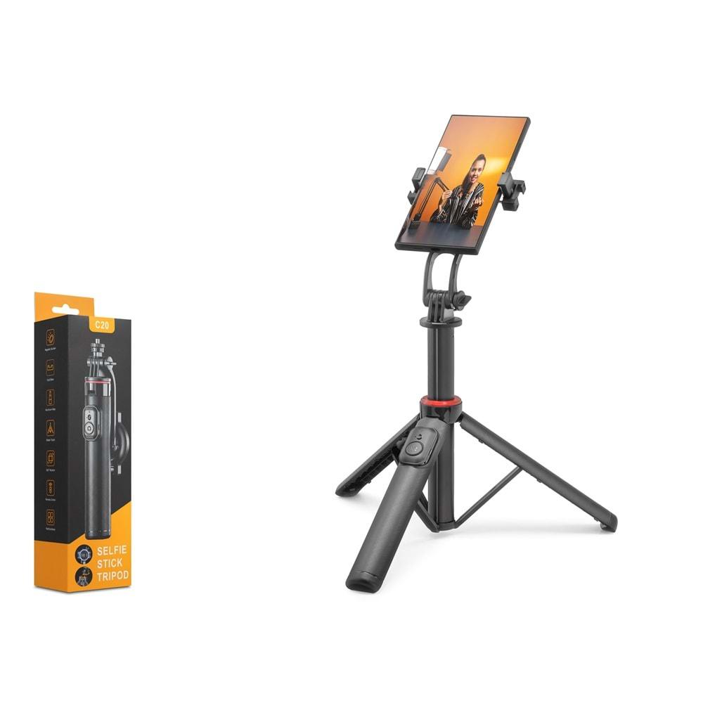 Nodar Nd1047 Tripod Selfie Çubuğu - Bluetooth 5.2 Manyetik Uzaktan Kumandalı 130Cm Siyah