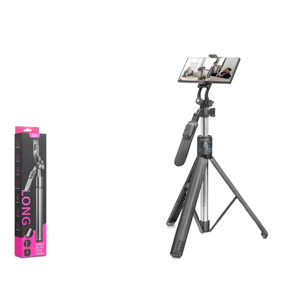 Nodar Nd1050 Tripod Selfie Çubuğu – Bluetooth 5.2 Uzaktan Kumandalı 153Cm Siyah