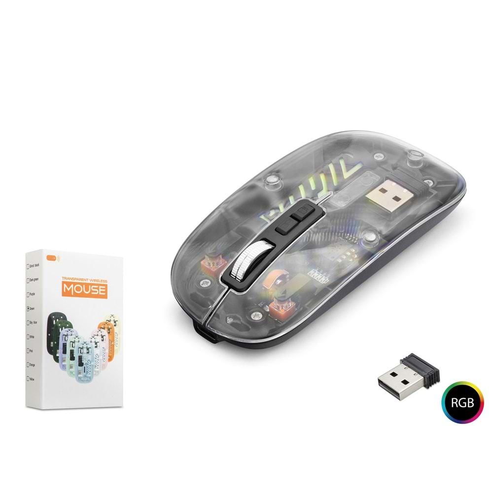 Nodar Nd1201b Wireless Şeffaf Mouse Siyah