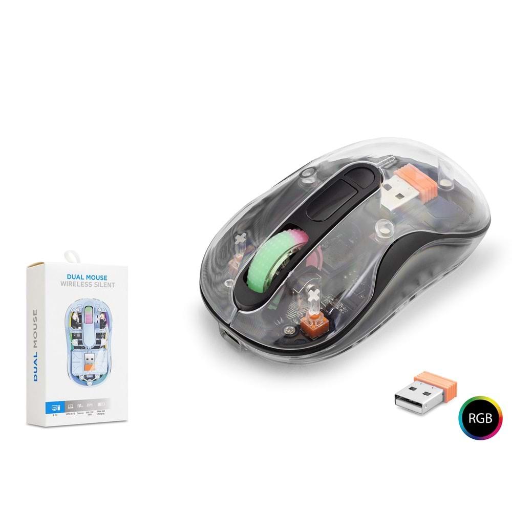 Nodar Nd1205b Wireless Şeffaf Mouse Siyah
