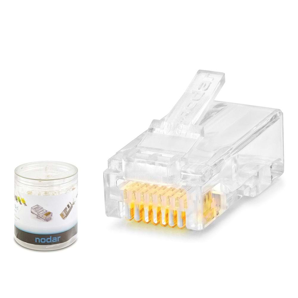 Nodar Nd2407 Cat6 Konnektör Ezrj45 100Lü Plastik Kutu Şeffaf