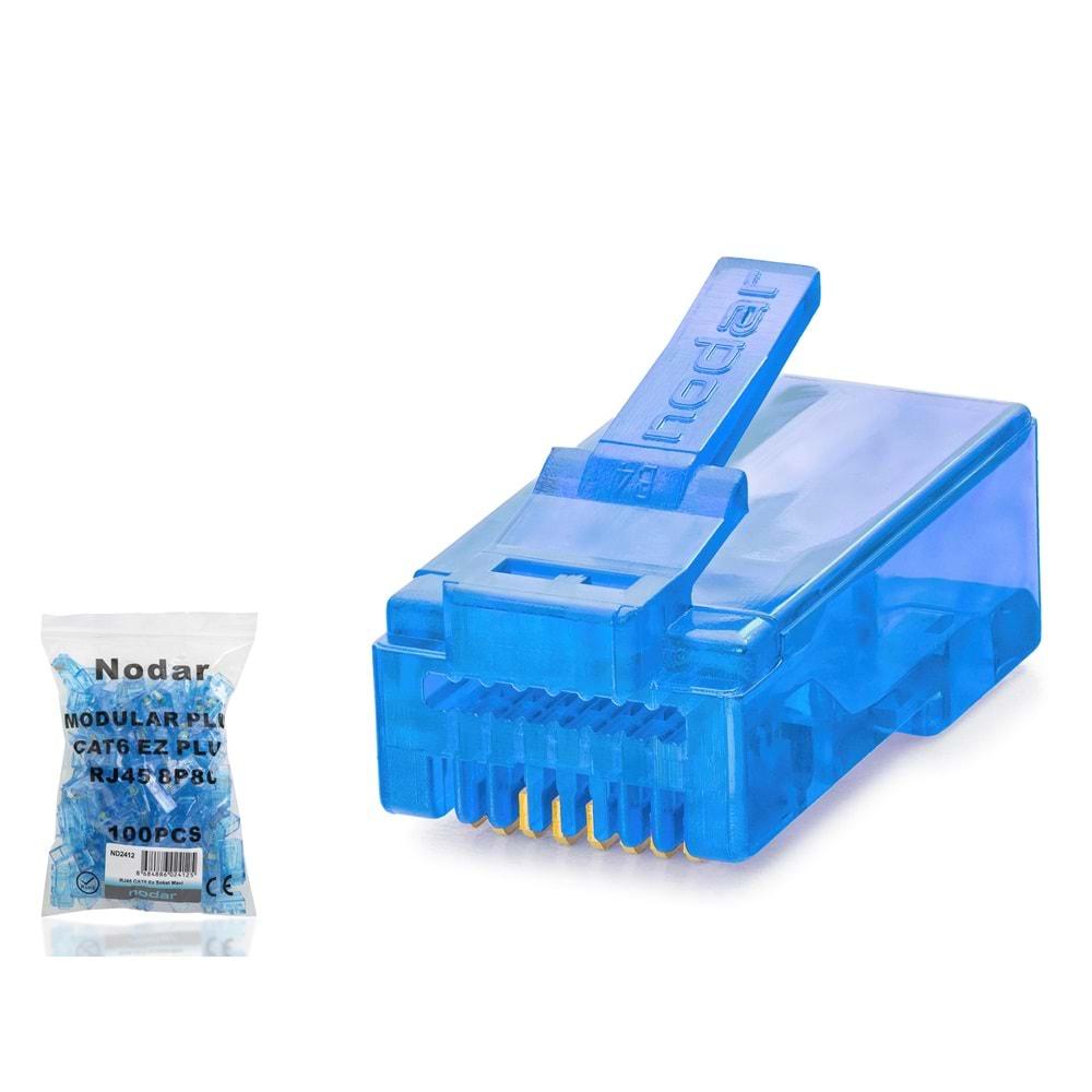 Nodar Nd2412 Cat6 Konnektör Ezrj45 100Lü Paket Mavi