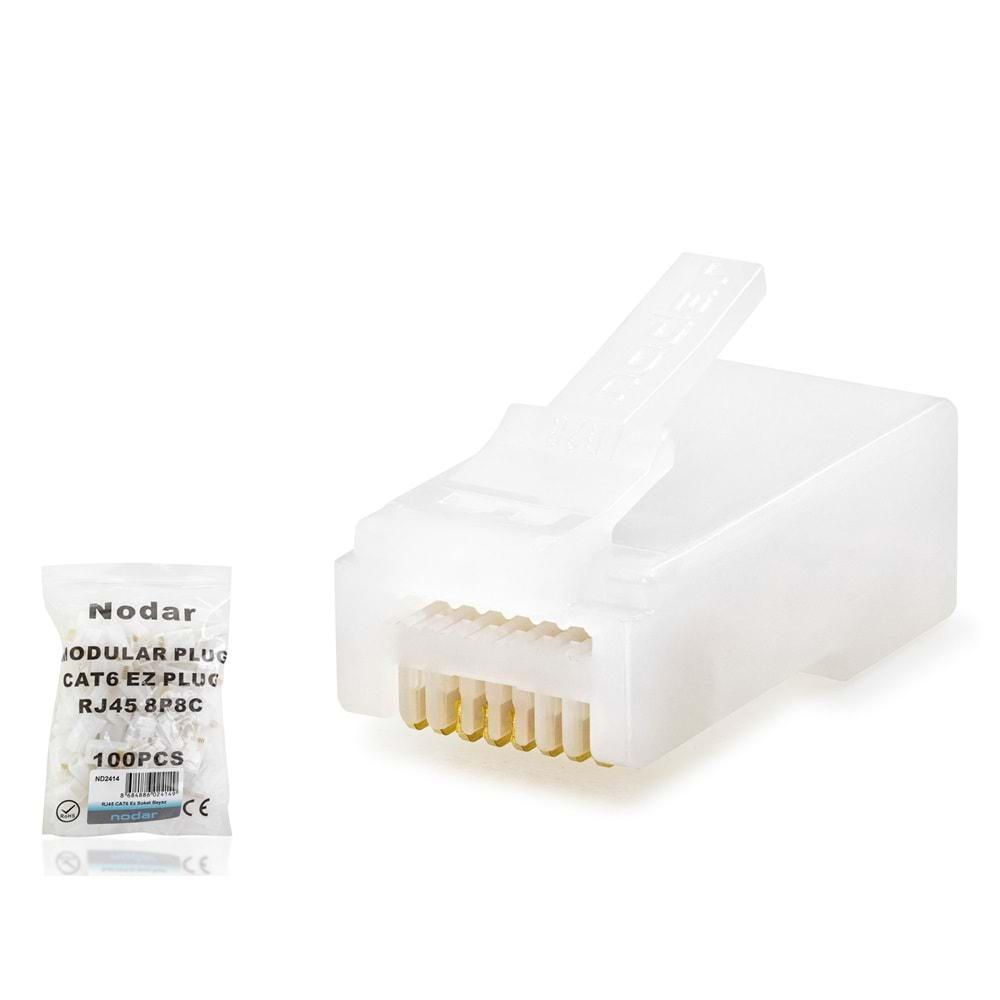Nodar Nd2414 Cat6 Konnektör Ezrj45 100Lü Paket Beyaz