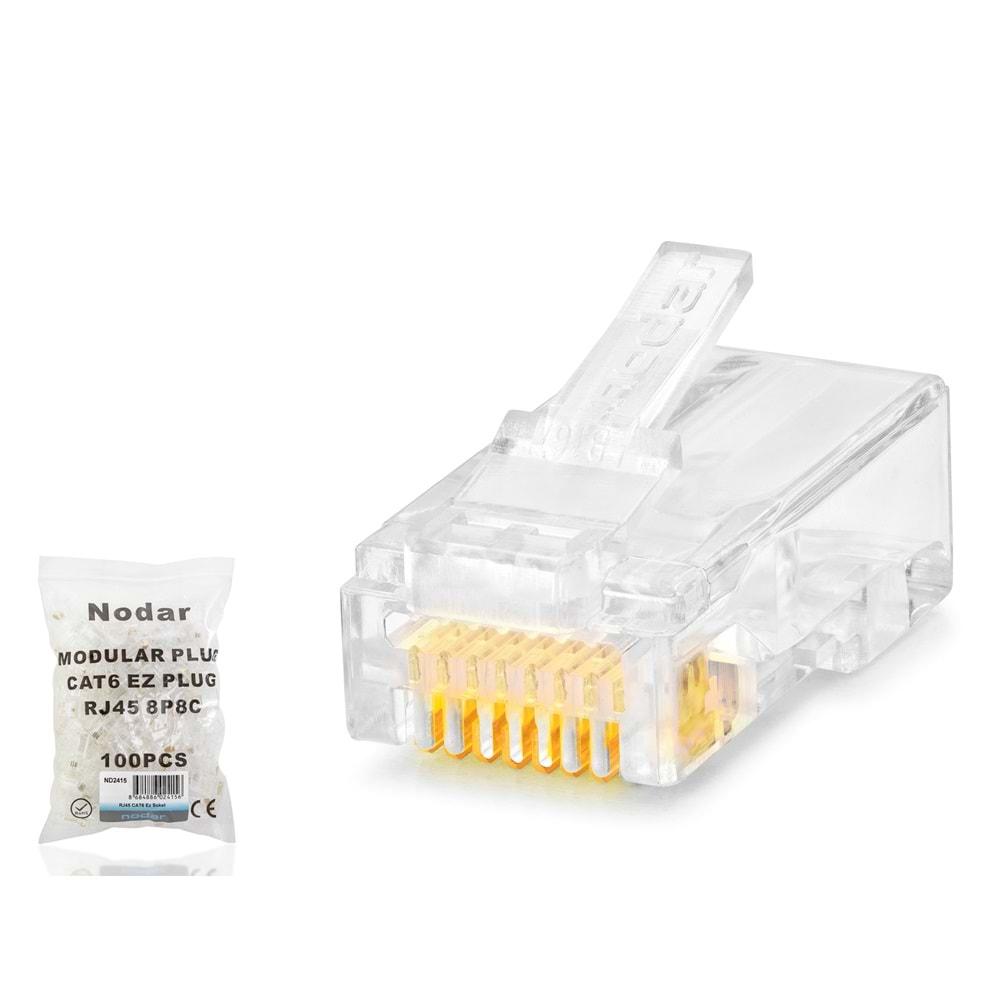 Nodar Nd2415 Cat6 Konnektör Ezrj45 100Lü Paket Şeffaf