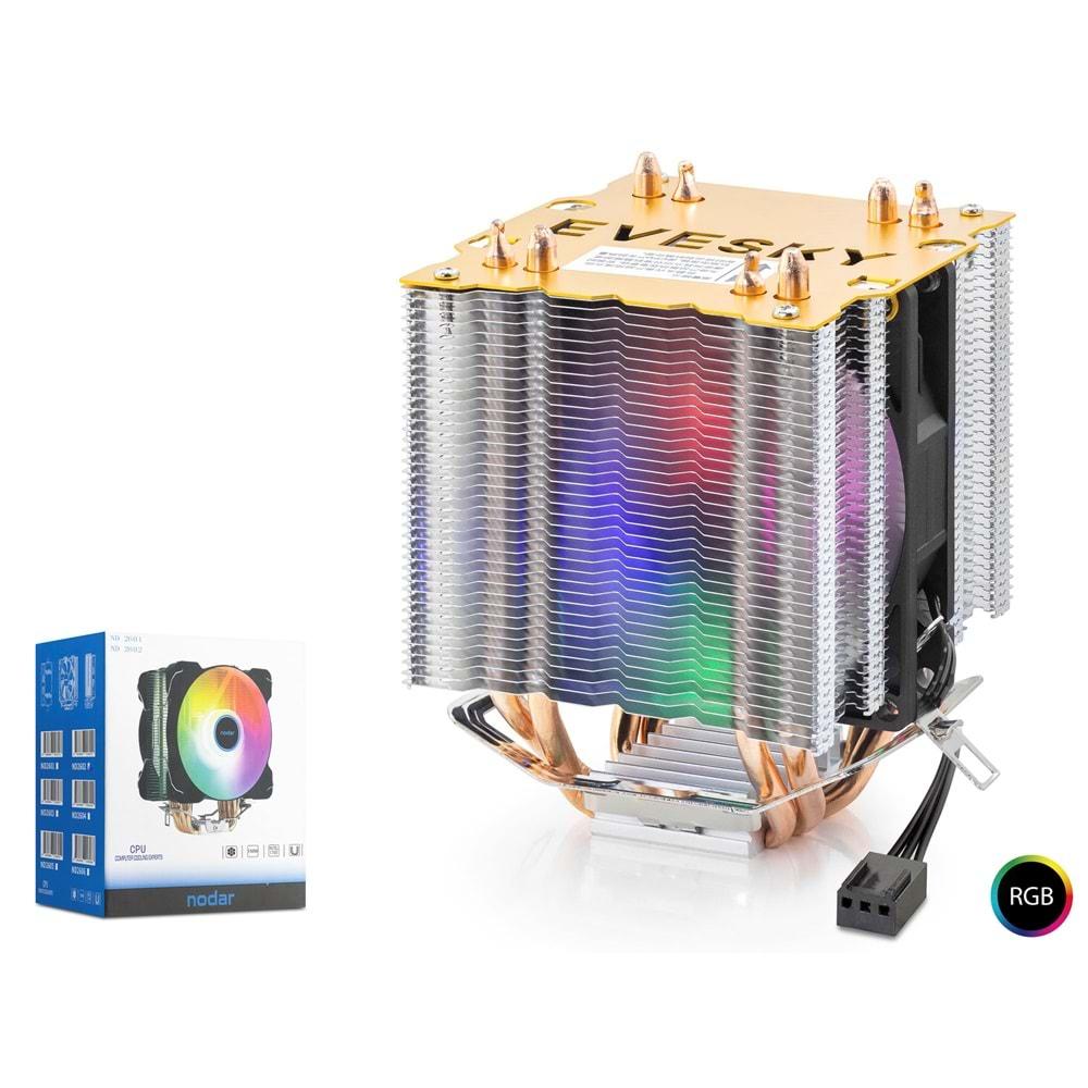 Nodar Nd2604 Cpu İşlemci Kule Fan*2 Kule 4 Bakırlı 500 Serisi Rgb