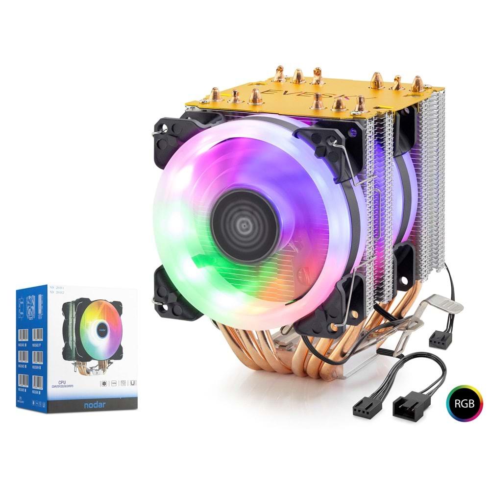 Nodar Nd2606 Cpu İşlemci Kule Fan*2 6 Bakırlı 600 Serisi Rgb
