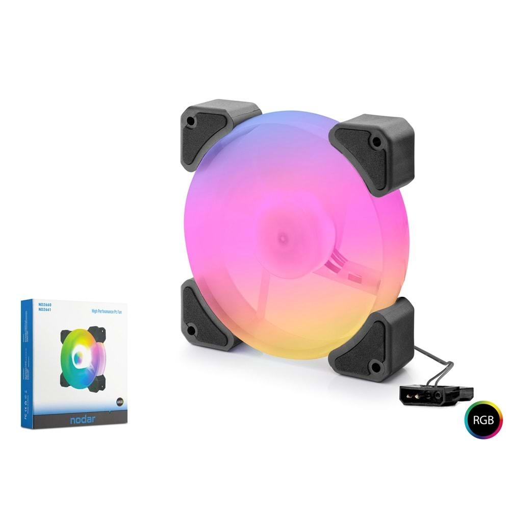 Nodar Nd2660 Kasa Fanı Rgb Otomatik Rgb 12Cm Siyah